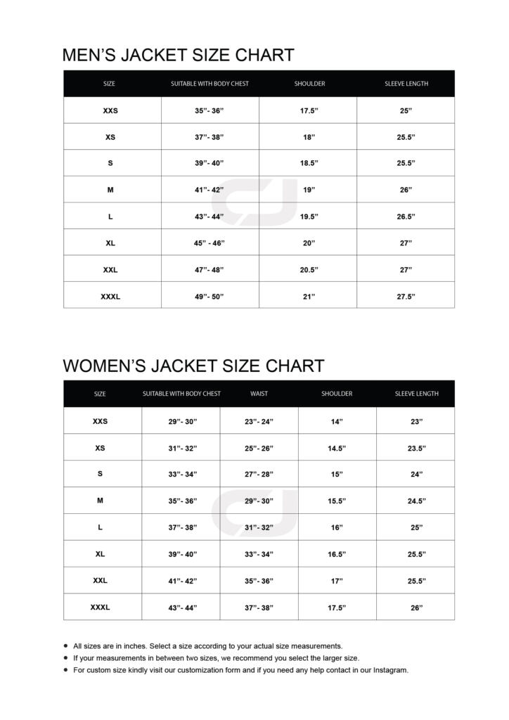 CELEBRITY-JACKET-MEASUREMENT-CHART